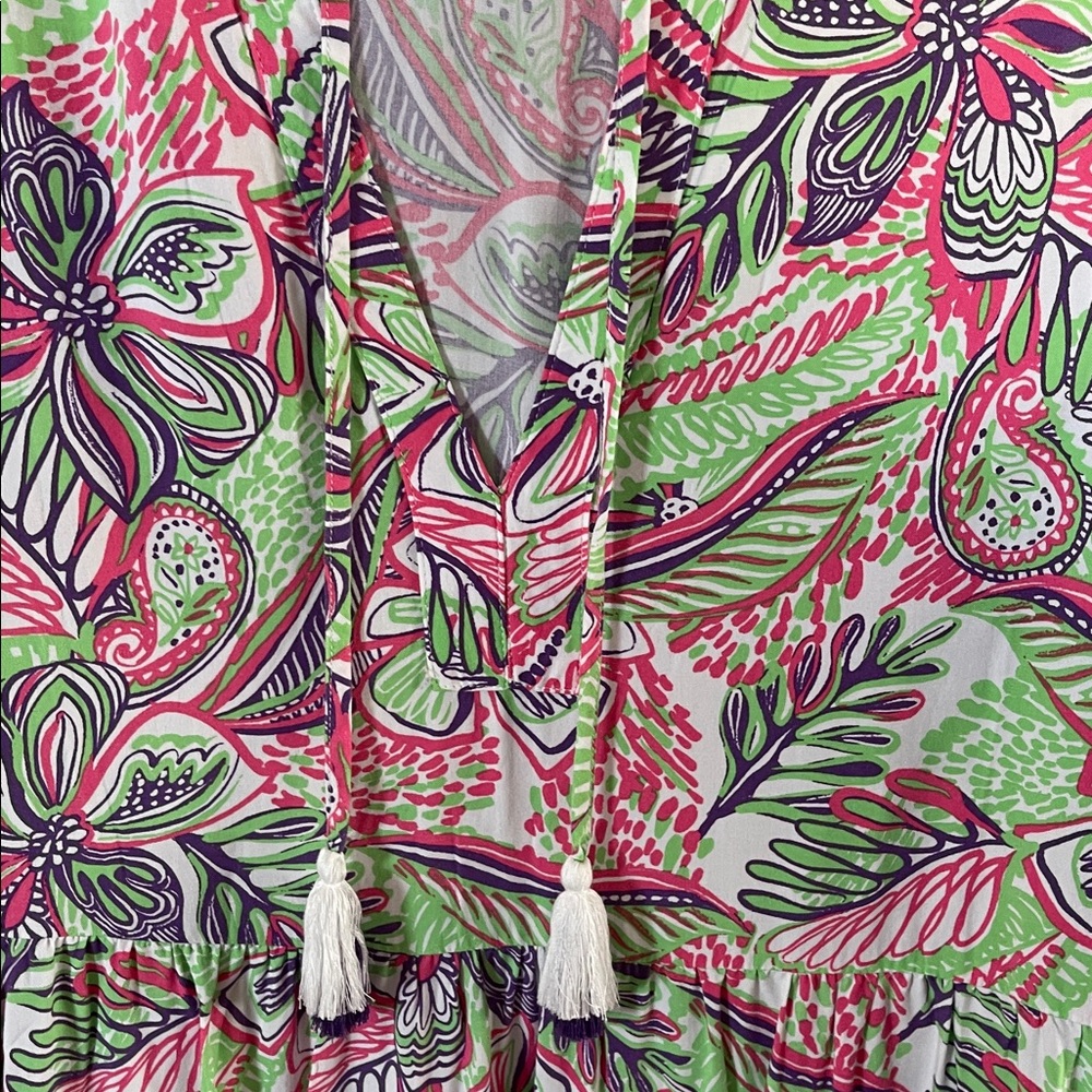 Stellar Parker Women’s Medium Long Sleeve Pink Green Purple Floral - Picture 3 of 9